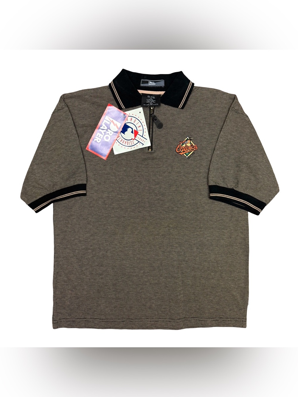 Vintage 90s Baltimore Orioles MLB Pro Player Quarter Zip Polo Shirt NWT M
